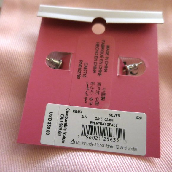 Kate Spade Everyday Spade Metal Huggies Silver NWT - Picture 4 of 7